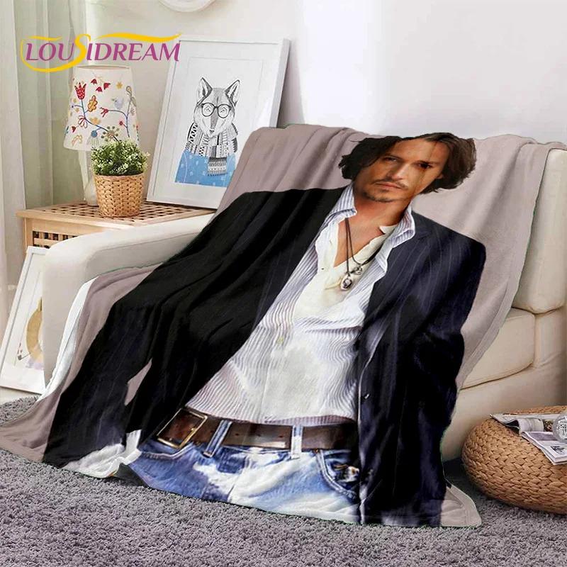 3D Printing Johnny Depp Star HD Soft Blankets,Keep Warm Throw Blanket Comfortable Blanket for Picnic Beds Sofa Home Bedroom Gift