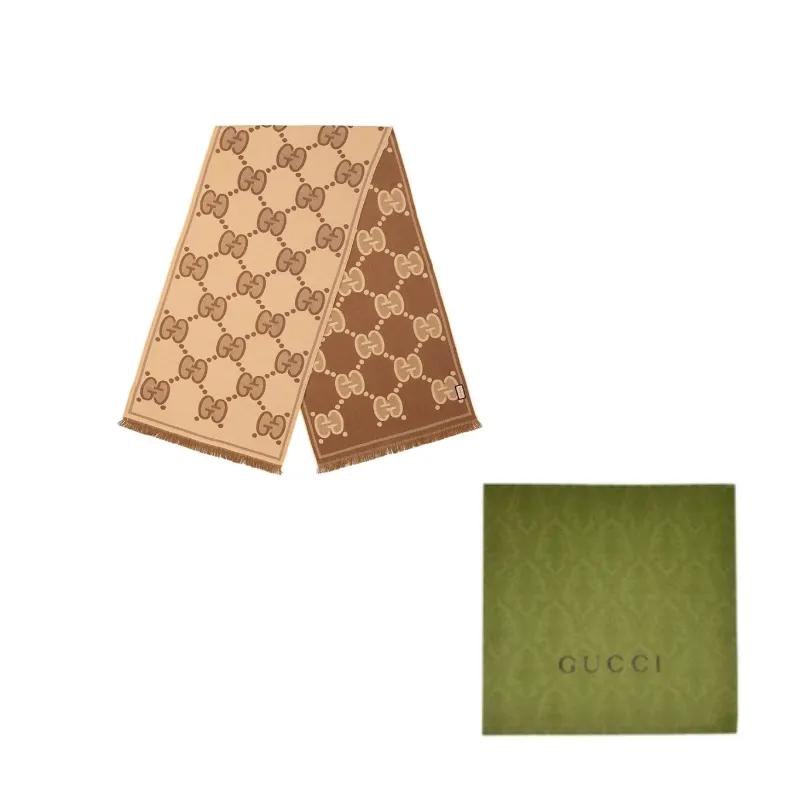 Gucci Шарф с жаккардовым узором GG из шерсти (унисекс) Вязаные шарфы 581537 3G200 9764