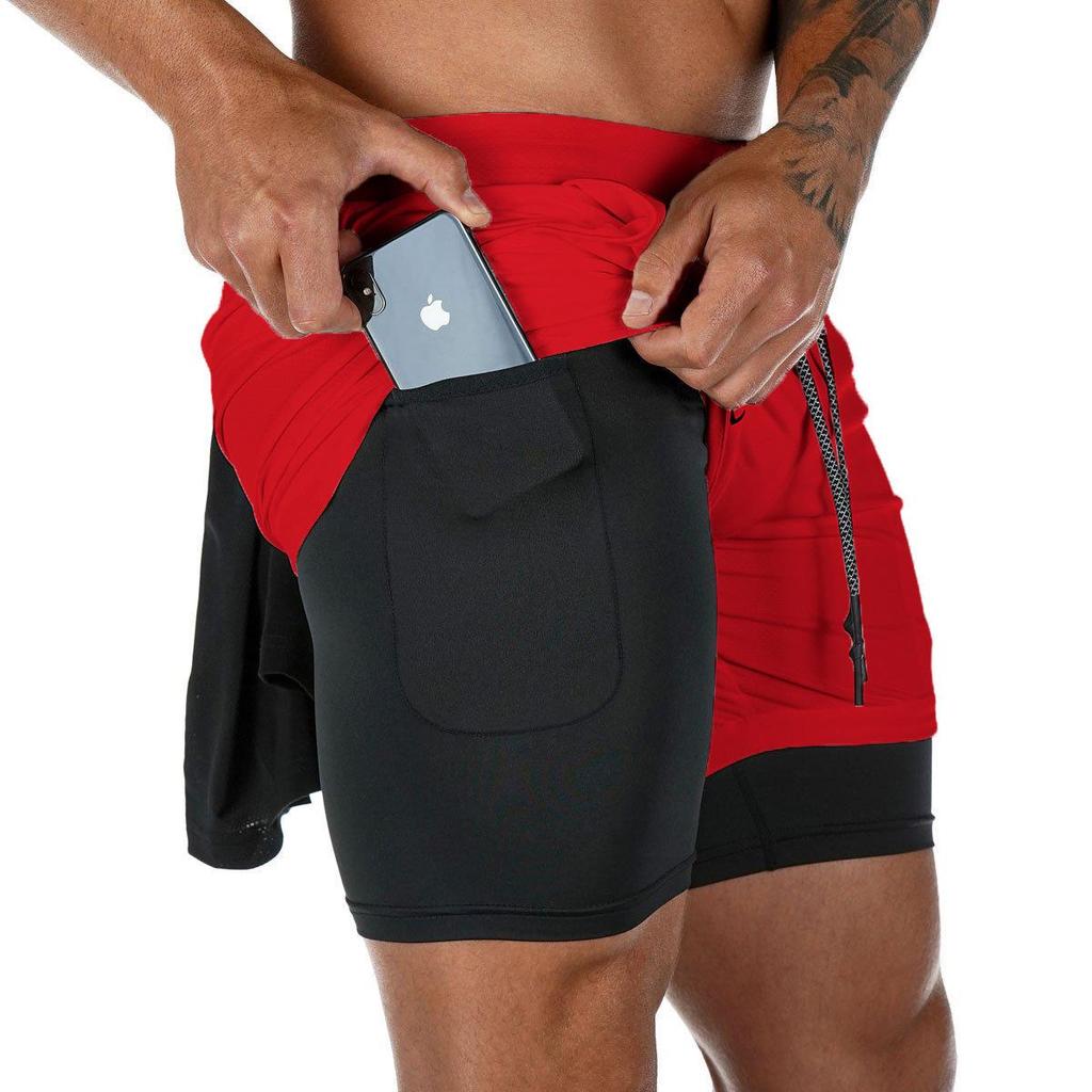 Men's Quick-Dry Double-Layer Breathable Sports Shorts for Squatting, Jogging, and Basketball