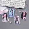 Прозрачный держатель для фотокарточек с блестящими сердечками Kpop Карточка для еды Карточка для автобуса Защитный чехол для фотокарточки Подвеска 1 шт.