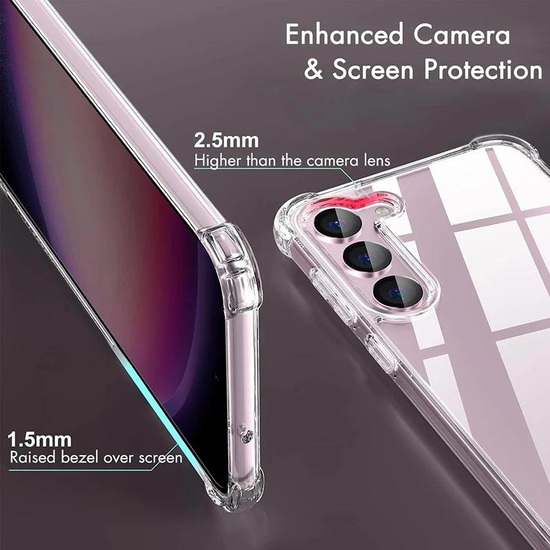 Гибридный противоударный чехол для Samsung Galaxy S24 S23 S21 FE S22 S20 S10 Plus Ultra A55 A54 A53 A35 A14 A15 A13 Прозрачный жесткий чехол