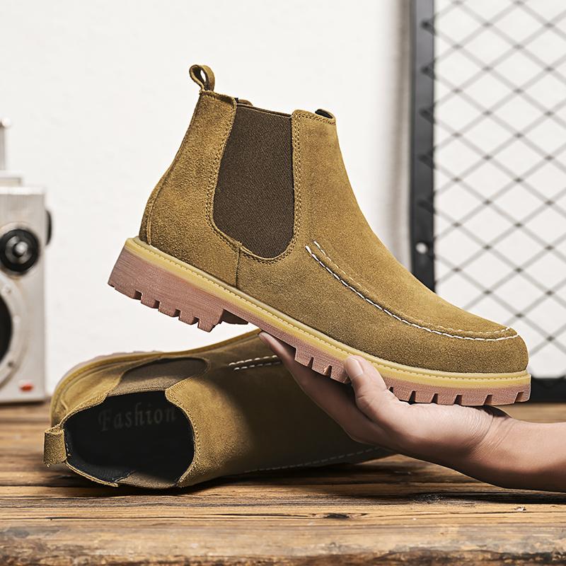 Мужские ботинки челси из натуральной замши в британском стиле, высокие деловые туфли, модные теплые зимние мужские мотоциклетные ботинки