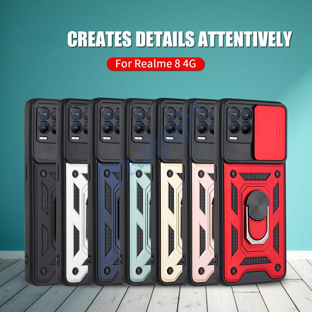 Противоударный чехол-подставка с кольцом для Realme 8 Pro, защитный чехол для камеры Push Pull для OPPO Reno 6 Z 5G, чехол Realme 8 5G 8i C21Y