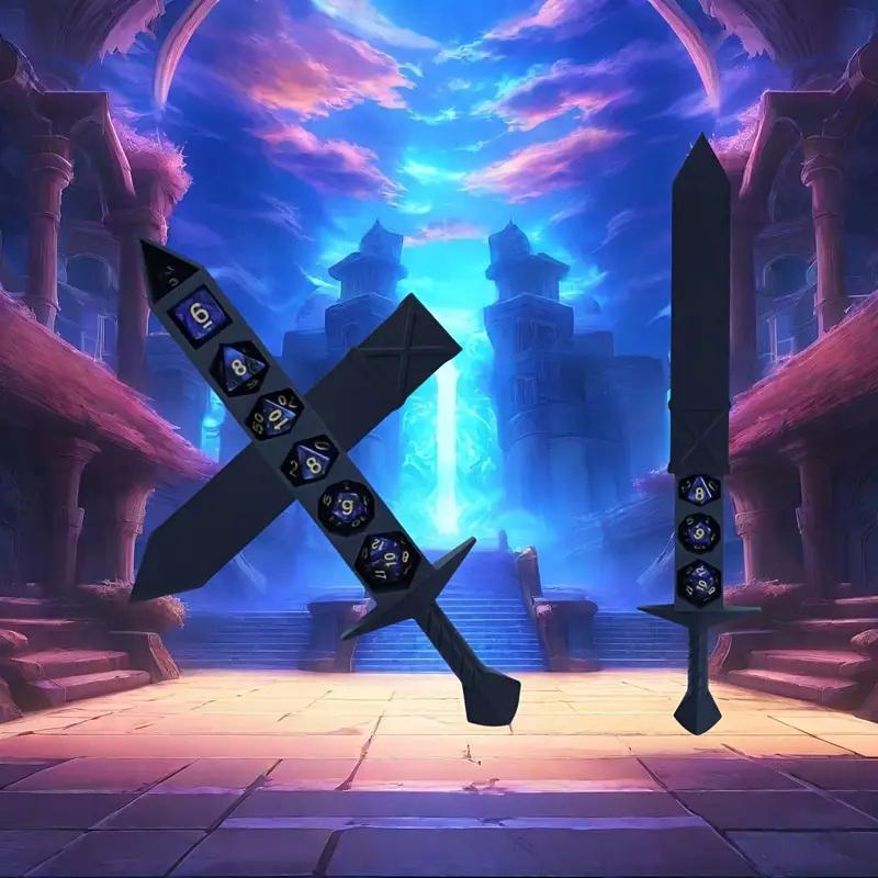 Коробка для хранения в форме меча, напечатанная на 3D-принтере, с кубиками для игр Dnd Rpg Trpg, кубики для игры Dnd, держатель для ролевых кубиков, настольное украшение, хранилище Бо