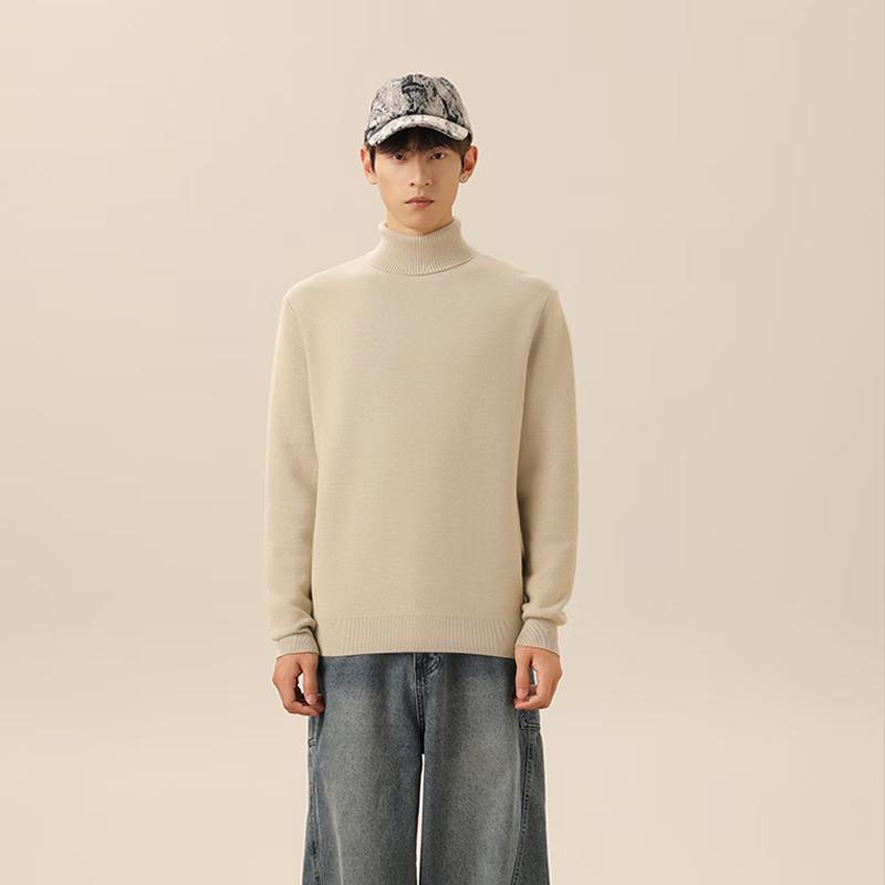 MINISO Men's Fleece-Lined High-Neck Pullover Sweater