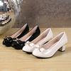 Женские туфли на высоком каблуке, туфли на низком каблуке, блестящие туфли с бантом из лакированной кожи, профессиональные повседневные туфли-лодочки, женские туфли для свадьбы, вечеринки, большой размер 42