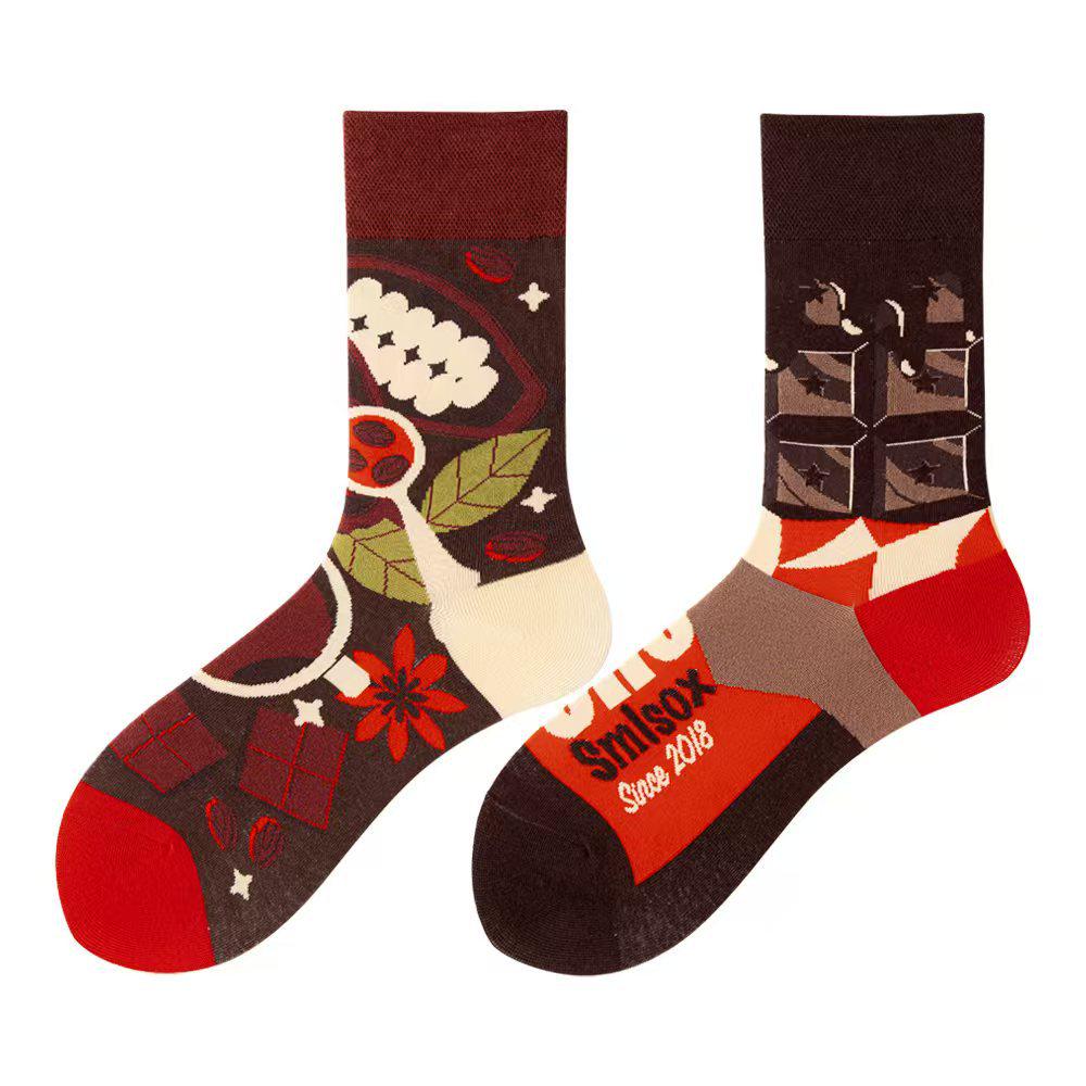 Asymmetric Colorful Christmas Cotton Socks for Couples