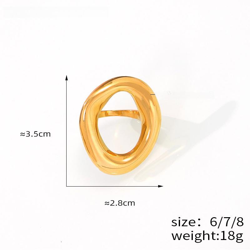 Hong Kong Cool Minimalist Geometric Oval Hollow Titanium Ring