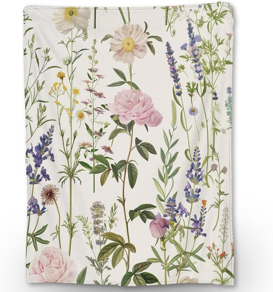 Vibrant floral blanket-soft, comfortable and lightweight flannel blanket for sofa, bed and travel home decoration, all seasons