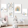 Игровая комната мультфильм алфавит 123 Радуга детская настенная живопись на холсте плакаты на скандинавскую тему и принты фотографии декор для детской комнаты