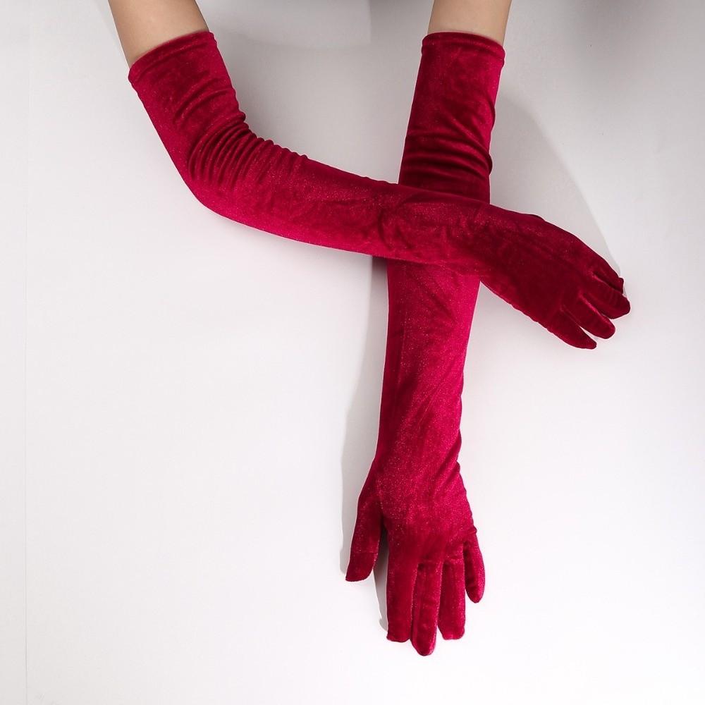 Full Finger Velvet Long Gloves 53cm Party Mittens Party Supplies Women's Fluffy Gloves Party