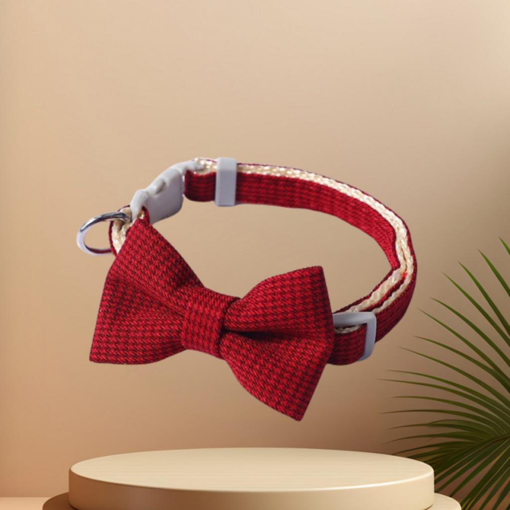 Ошейник для домашних животных, бант с узором «гусиная лапка», ошейник для кошек, для маленьких и средних кошек и собак, универсальный ошейник с защитой от удушения, регулируемый ошейник для собак