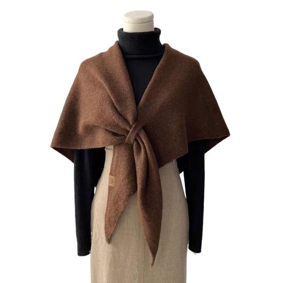 Women Knitted Shawl Scarf Solid Color Soft Warm Cardigan Cape Soft Texture Winter Shawl