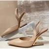 Womens New Sexy Pointed Toe High Heels Summer Fashion Shaped Heel Sandals Daily Comfortable Office Professional Women's Shoes