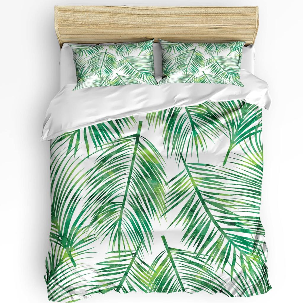 Turquoise Palm Tree Bedding Three-Piece Quilt Cover