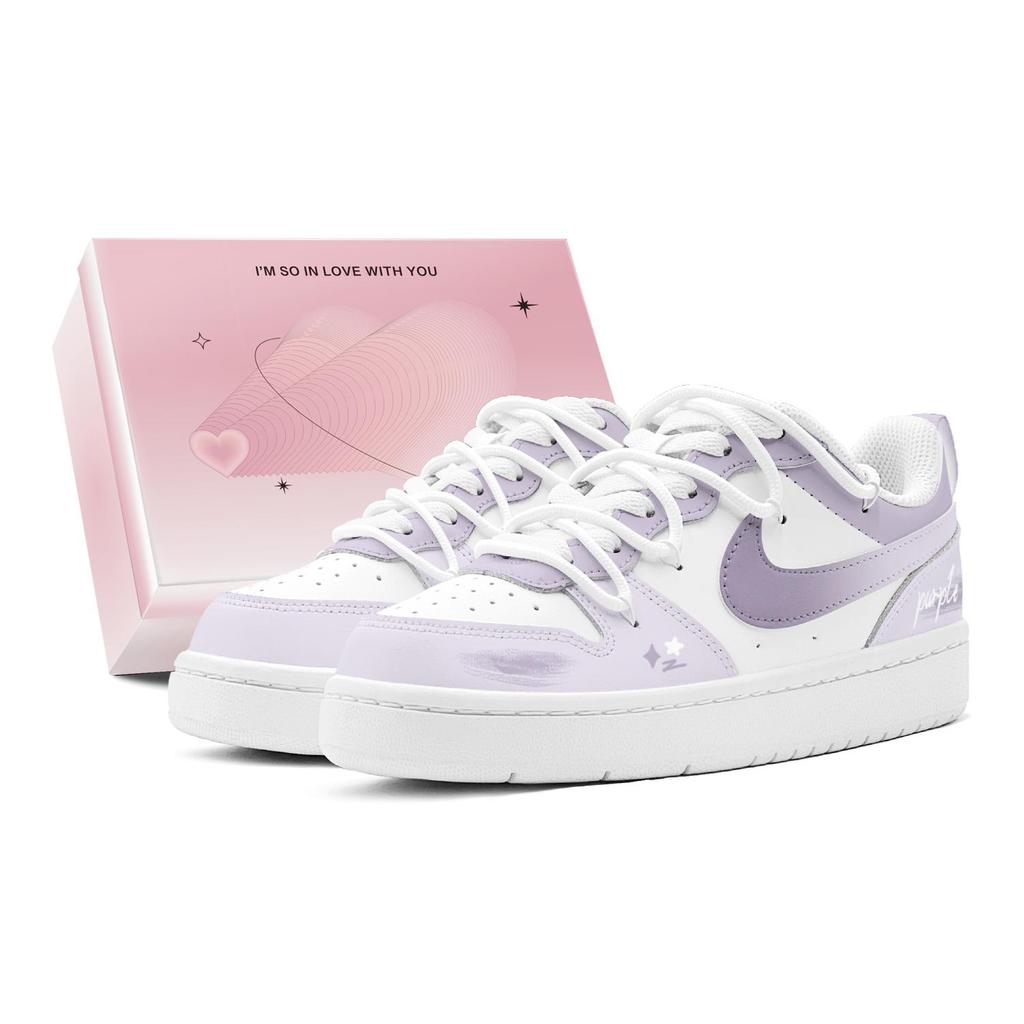 Nike Court Borough Couple's, Dream Purple Star Low top Skateboard Shoes Women's Light Purple BQ5448-100(TeamS3-S-BOX)
