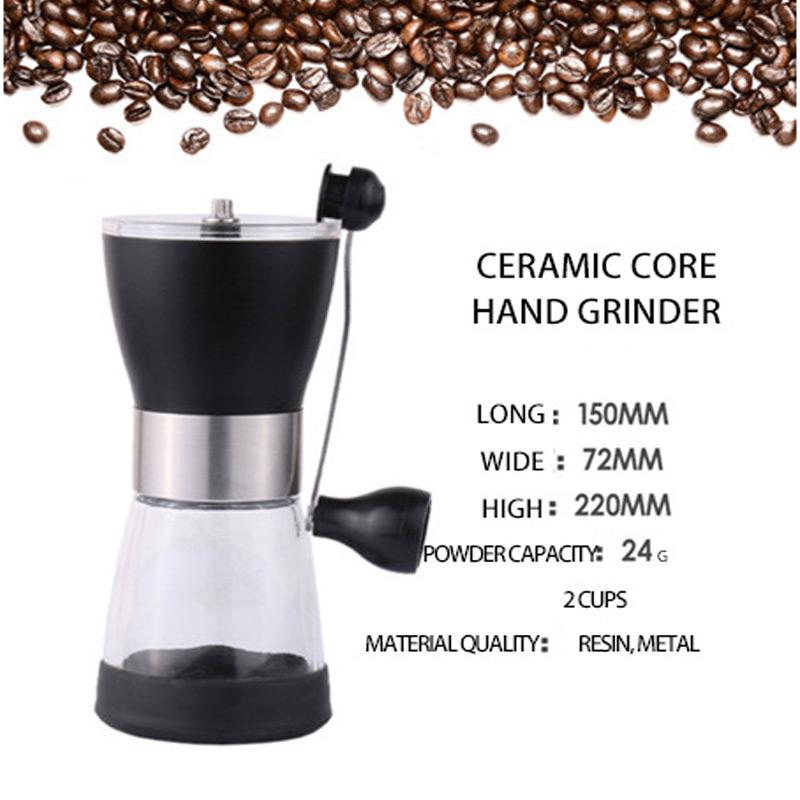 Портативная ручная кофемолка для кофейных зерен, кривошипная ручная мельница для кофе, резервуар для стеклянных зерен, кухонный инструмент, измельчители для бобовых, гранулы