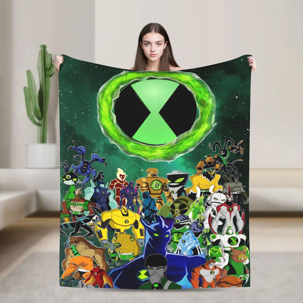 Плед Ben 10 Аниме Разные Размеры Мягкий Пушистый Плюшевый Плед для Дивана Кушетки и Кровати
