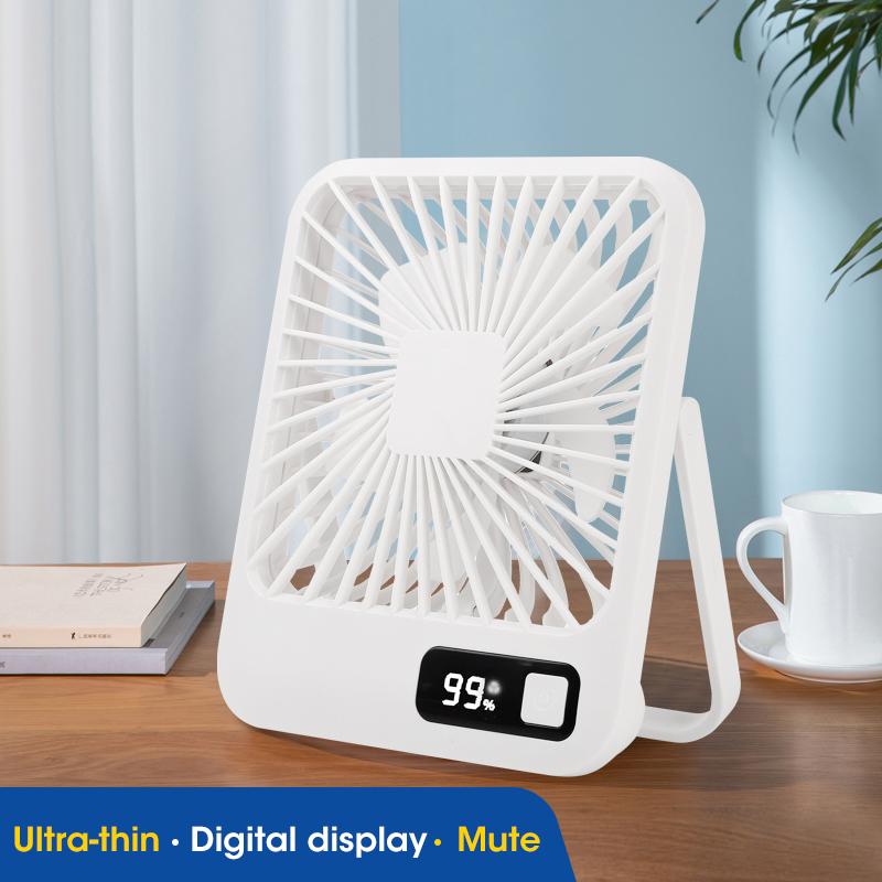 Portable Table Fan Desk 7H Timing Ultra Quiet Small USB Rechargeable Cooling Fan 5 Speeds Powerful Wind Offices Home Fan