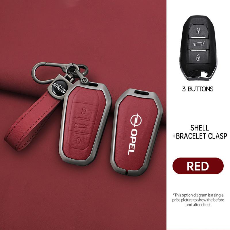 For Opel Mokka Corsa Astra Combo Grandland Insignia 2024 2025 Leather Car Key Case Cover Shell Holder Gift Keychain Accessories QS7