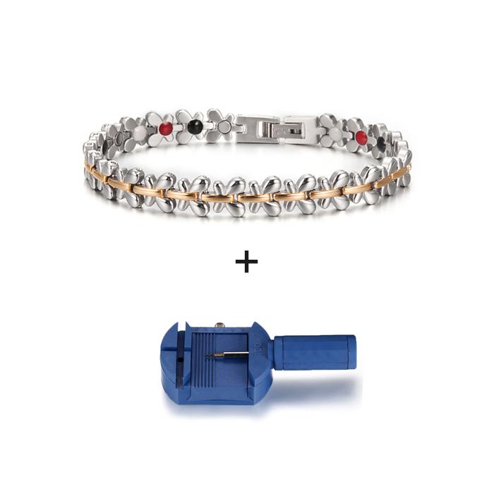 Ikuinen стальной магнитный браслет женская цепочка золото с высоким магнитом ювелирные изделия для женщин цветок германиевая голограмма звено шириной 9 мм