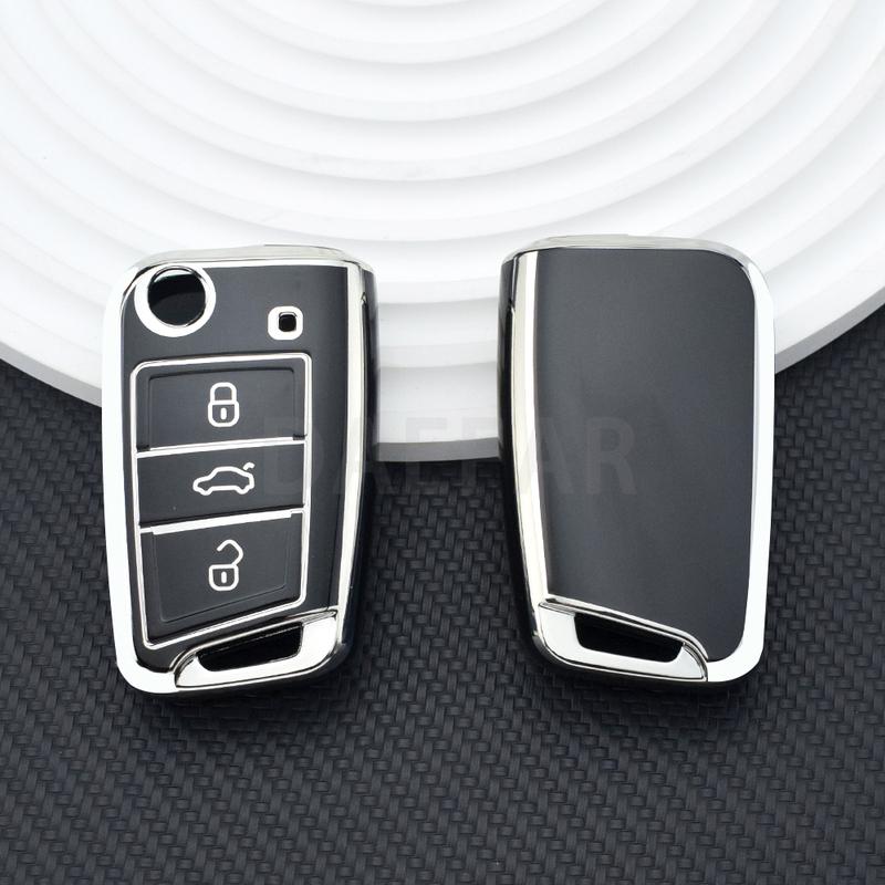 Key Case Cover for VW Golf 7 GTI POLO Touran Tiguan Skoda Octavia Rapid Kodiaq Fabia Seat Ibiza Leon Ateca Arona T-Cross T-Roc