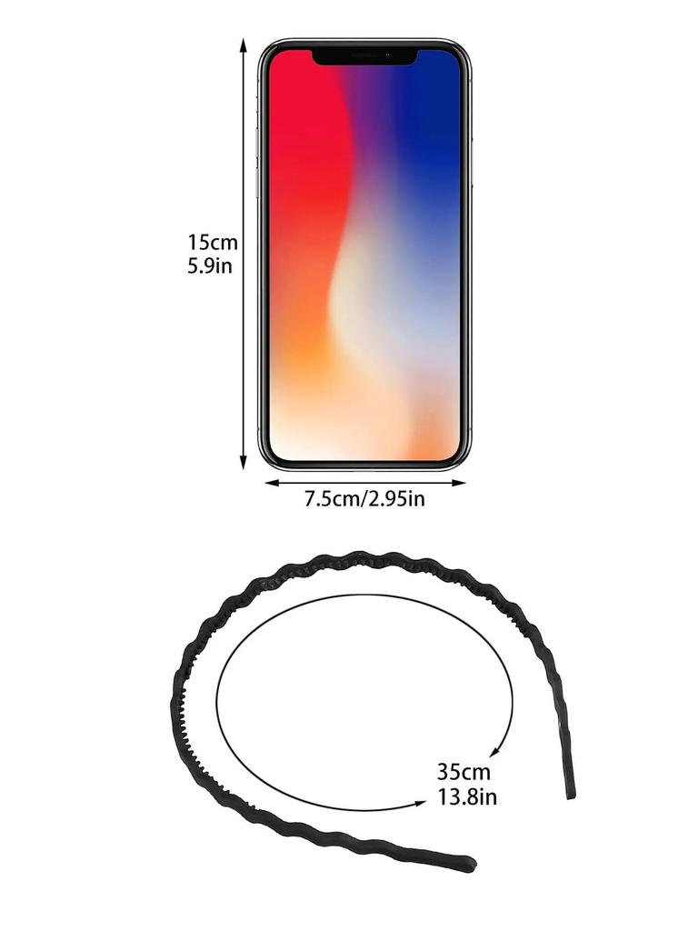 10 Pcs Wave Shape Plastic Headbands Non Slip Fashion Hair Bands with Teeth Comb for Women Girls Thin Thick Curly Hair.