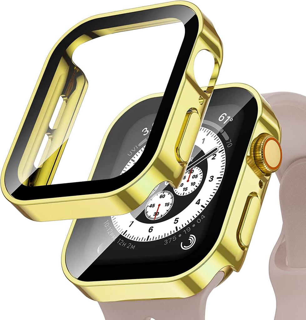 Водонепроницаемый чехол для Apple Watch 7 8 9 45мм 41мм 10 46мм 42мм Защитное стекло для экрана+Чехол-бампер для iWatch 4 5 SE 6 44мм 40мм