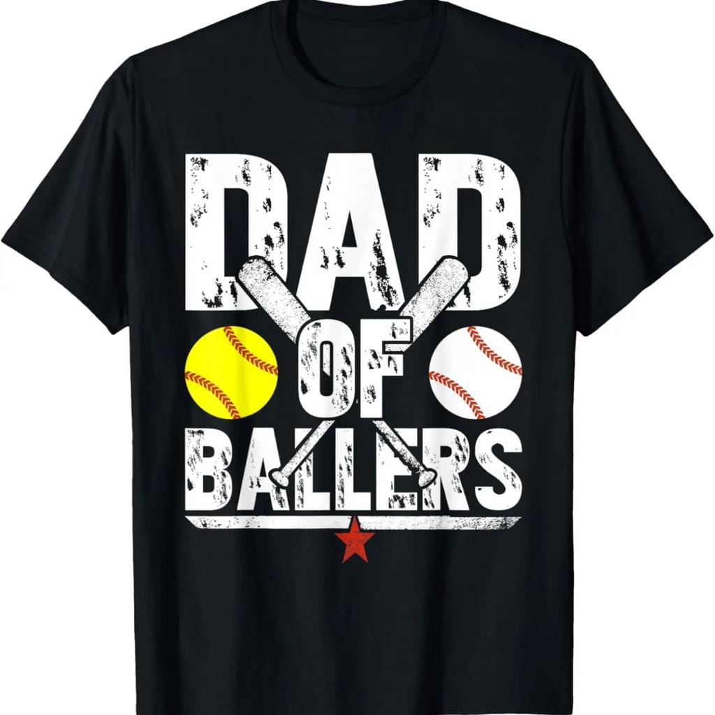 Dad of Ballers Dad of Baseball And Softball Player For Dad T-Shirt