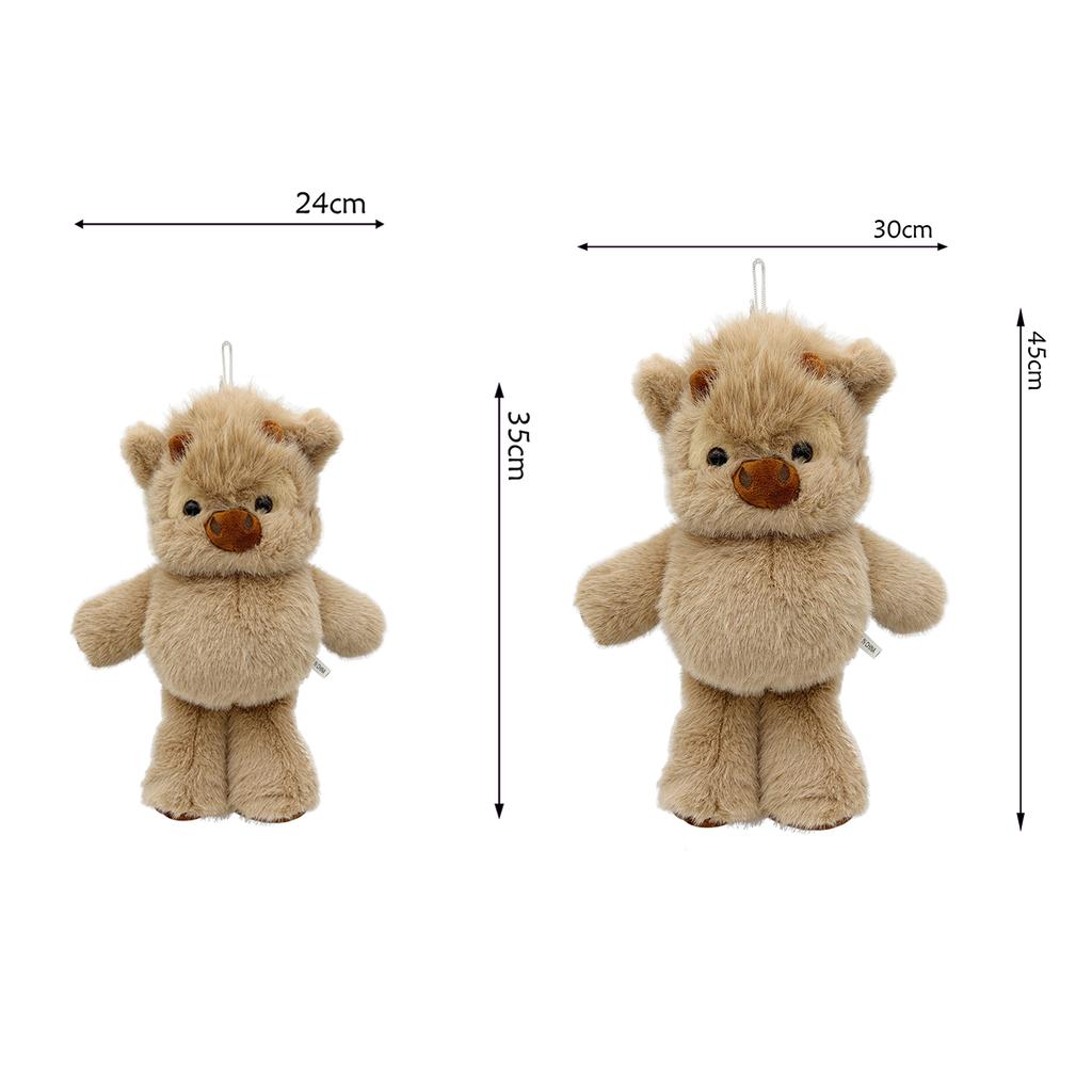 TreasuringU New 35cm/45cm Highland Cattle Plush Toy Cute Brown Cow Stuffed Doll Animals Plushie Home Decoration Birthday Gift