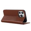 For iPhone 15 Pro Max Crazy Horse Texture Wallet Phone Cover Genuine Cow Leather Stand Case