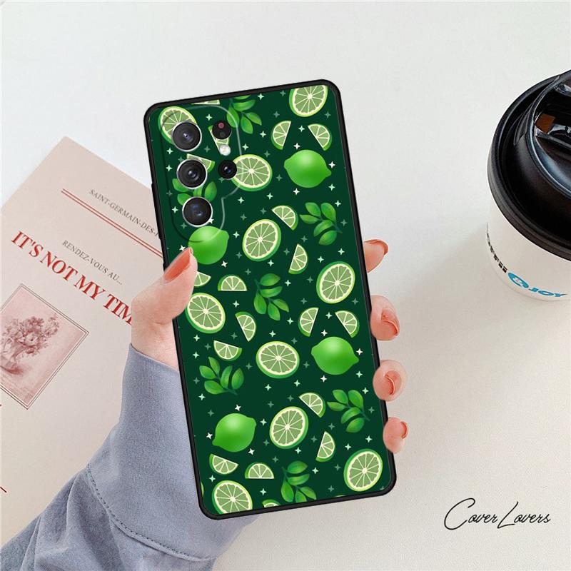 Летний чехол для телефона с лимонами и листьями Для Samsung Galaxy S24 S25 S23 S22 Ultra Note 10 20 Plus S20 S21 FE Чехол