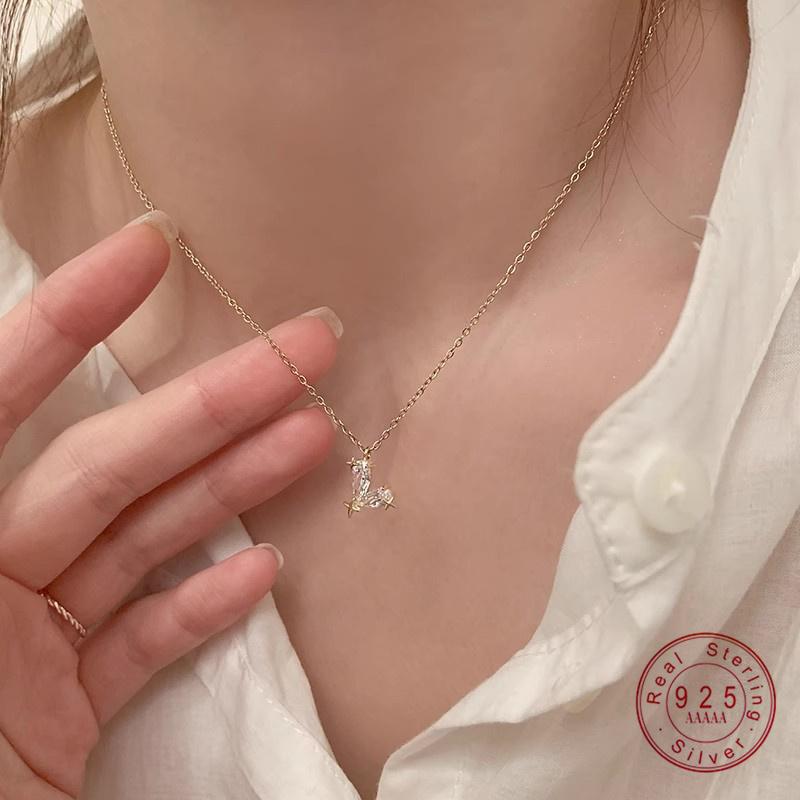 Star Hearts Pendant 925 Sterling Silver Romantic Heart Chain Necklaces For Women Fine Jewelry Gifts