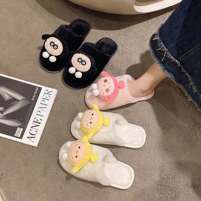 Офисные толстоподошвенные милые пушистые домашние тапочки с хлопком на носке, пушистые тапочки, женская одежда 2025 зима новые модели