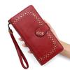 Women's Oil Wax Leather Zipper Wallet with Coin Purse & ID Holder