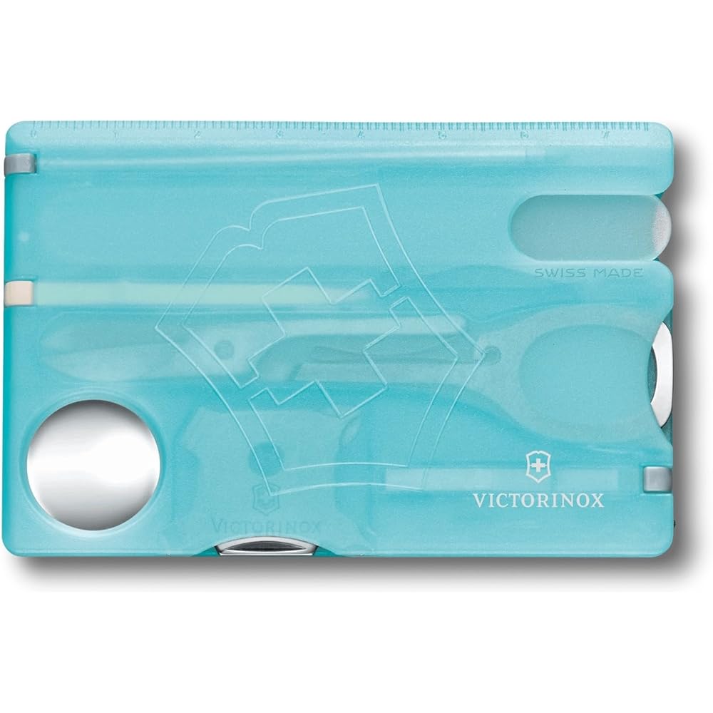 Victorinox SwissCard Nail Care Ice Blue Transparent Glass Nail File with Scissors 13 Functions Compact Emergency Tool