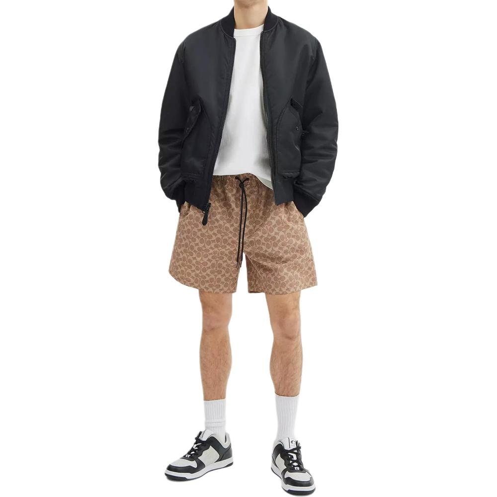 Coach Ss25 Solid Full Print Pattern Three-Quarter Beach Shorts Men Shorts Light-Brown CZ537-RYU
