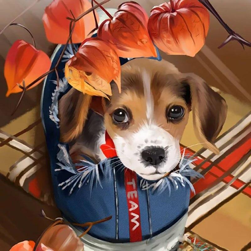 5D DIY алмазная живопись милая собака Алмазная вышивка милое домашнее животное вышивка крестиком полная квадратная круглая дрель ручной домашний декор подарок