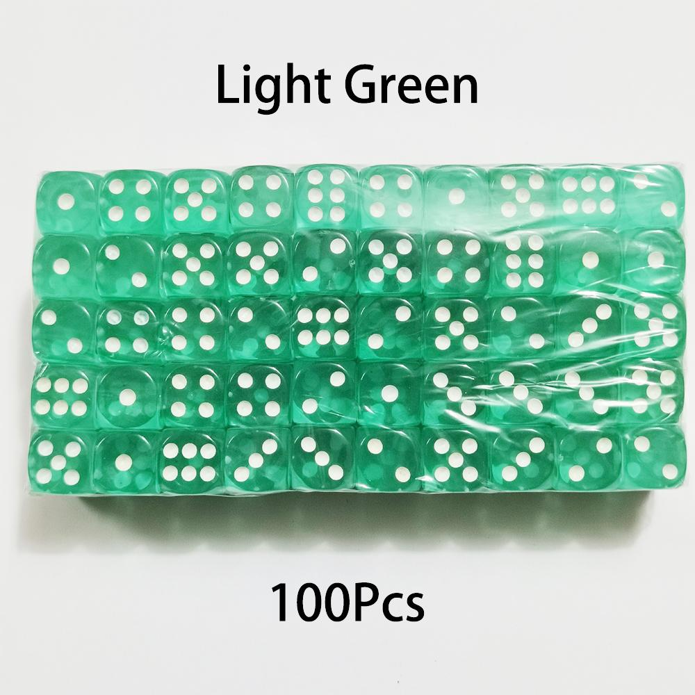 100Pcs/Set 6 Sided Dice 14Mm D6 16 Transparent Optional Color Acrylic Rounded Edges Dice For Table Board Games Party Dnd
