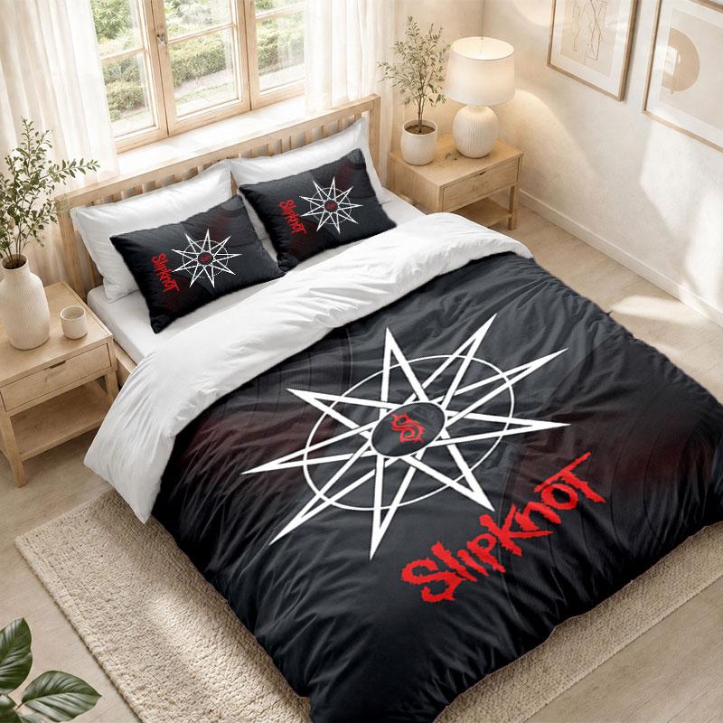 Bedding Set 1 Duvet Cover 2 Pillowcases Slipknot Print Bedroom Home Decoration