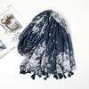 New Japanese and Korean Cotton and Linen Scarf for Spring and Autumn Literary and Fresh Plants and Flowers Large Silk Scarf for Sun Protection Shawl