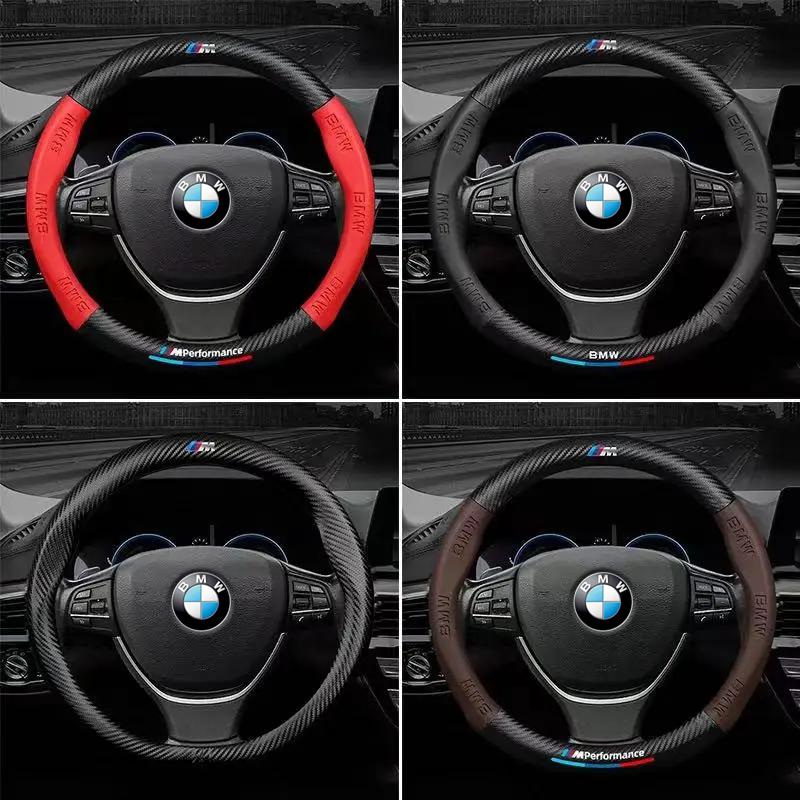 BBKC8 For Bmw E46 E90 E60 F10 F30 E39 E36 F20 E87 F20 F40 E88 M Performance M2 M3 M4 M5 M6 3D Embossing Car Logo Steering Wheel Cover