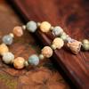 Lotus Charm Tibetan Buddha Bracelet Natural Resin Wooden Beads Bracelet  Yoga Practice
