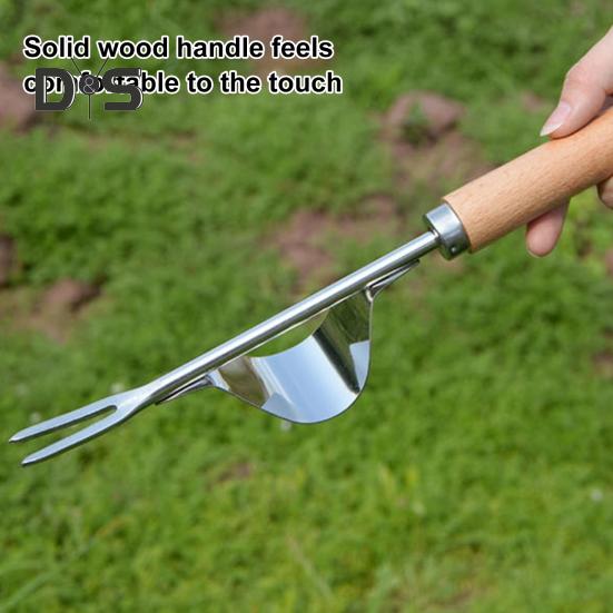 Из нержавеющей стали для удаления сорняков, садовый ручной прополочник, ручной прополочник с деревянной ручкой для двора, газона, фермерского инструмента для прополки
