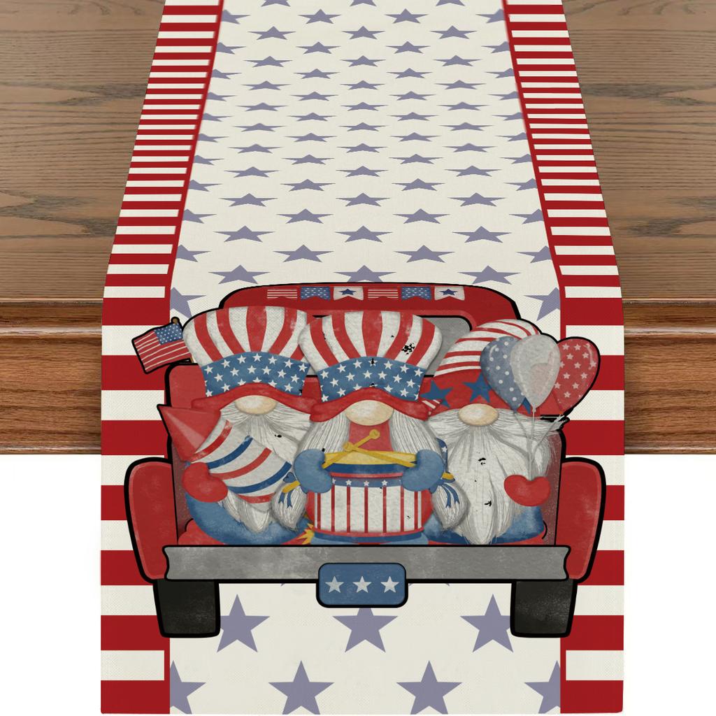 Amazon Temu Popular Summer Independence Day Sunflower Print Decorative Linen Table Flag Table Cloth