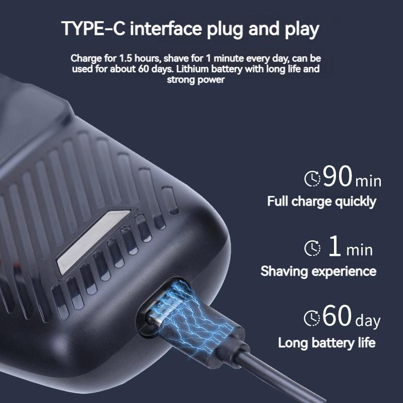 Электробритва MOTAWISH с возвратно-поступательным движением, трехскоростная регулируемая бритва, аккумуляторная бритва типа C