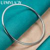 925 Sterling Silver 3mm Smooth Round Bangles Bracelet For Women Fashion Charm Jewelry