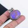 Серебряный кулон с фиолетовым бирюзовым камнем из стерлингового серебра 925 пробы — овальный дизайн ручной работы, повседневное ювелирное украшение в подарок для нее