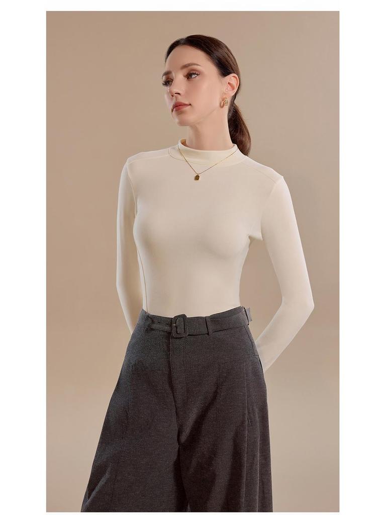 Женский термотоп с длинным рукавом и полуворотником из немецкого кашемира на осень