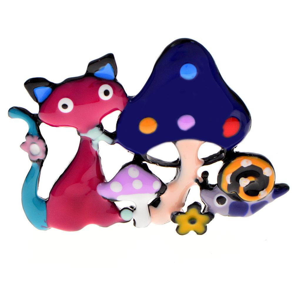 Blucome Enamel Pins Cartoon Cute Cat Brooch for Woman Man Coat Suit Buckle Pins